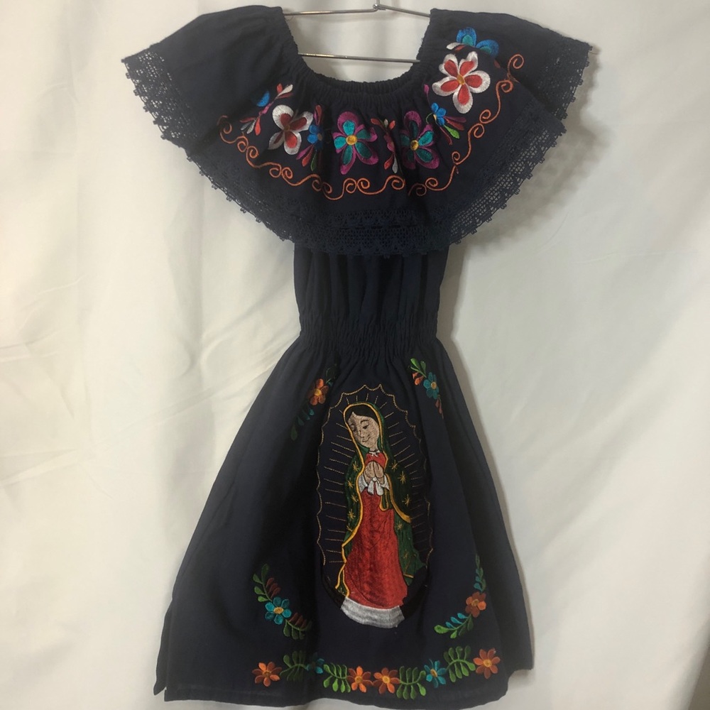 Girls Embroidered Our Lady of Guadalupe Dress Size 6